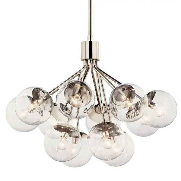 Stunning 30" Convertible Chandelier with Polished Nickel Finish - Image 1