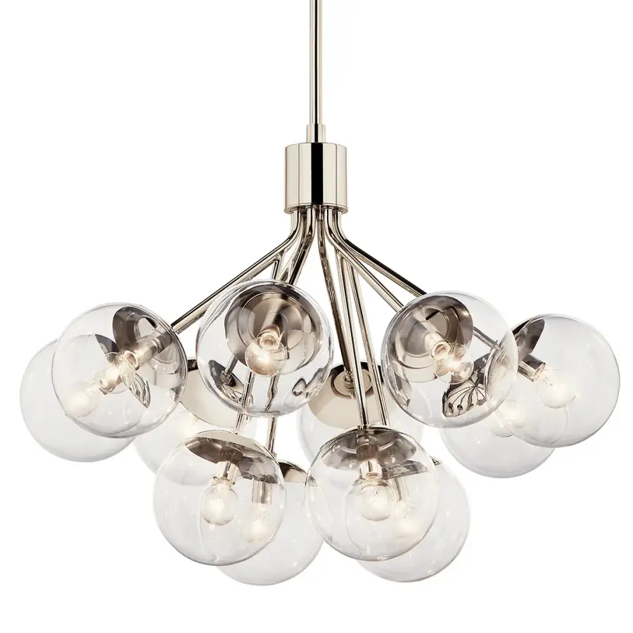 Stunning 30" Convertible Chandelier with Polished Nickel Finish - Image 1