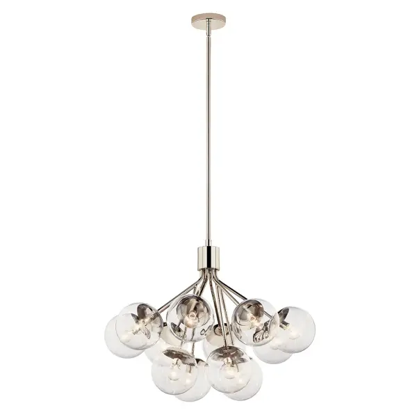 Stunning 30" Convertible Chandelier with Polished Nickel Finish - Image 2