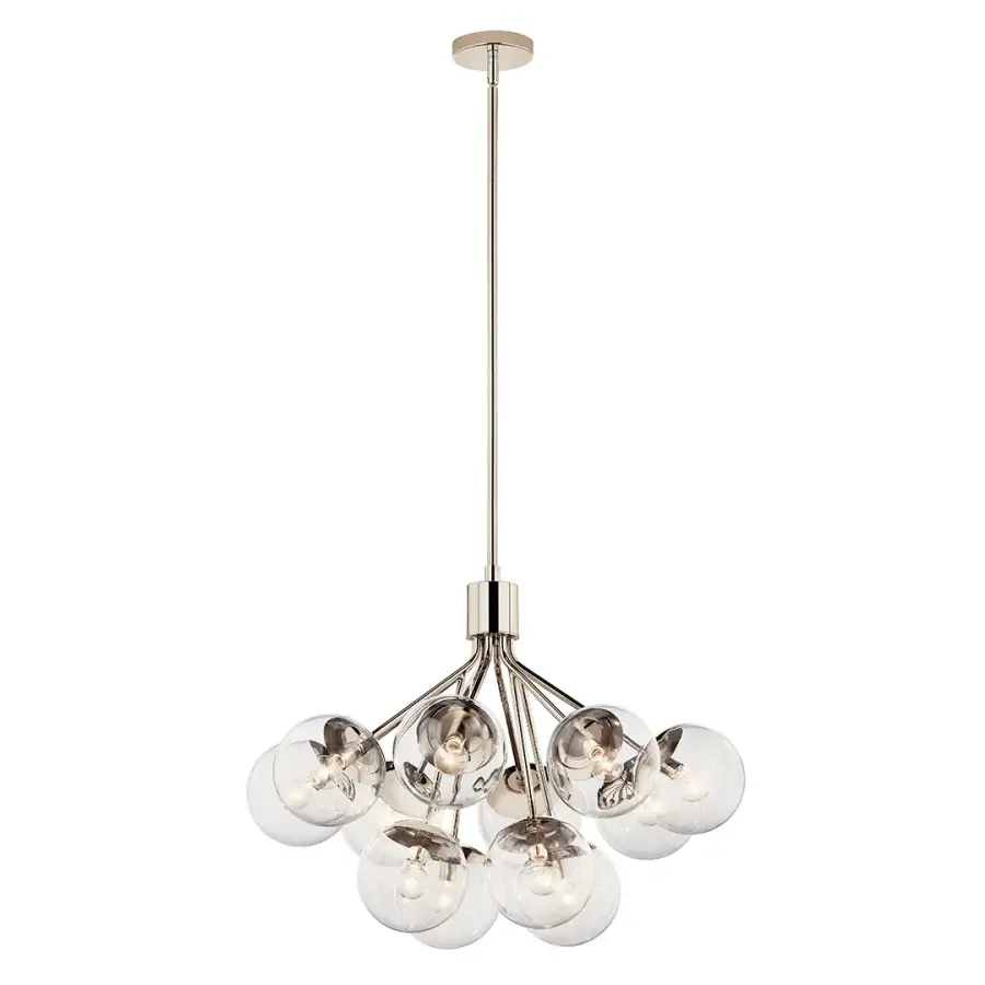 Stunning 30" Convertible Chandelier with Polished Nickel Finish - Image 2
