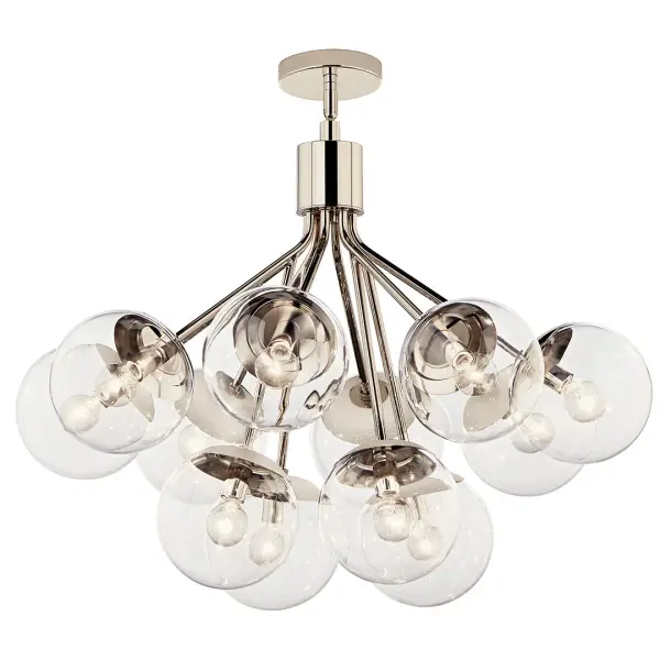 Stunning 30" Convertible Chandelier with Polished Nickel Finish - Image 6