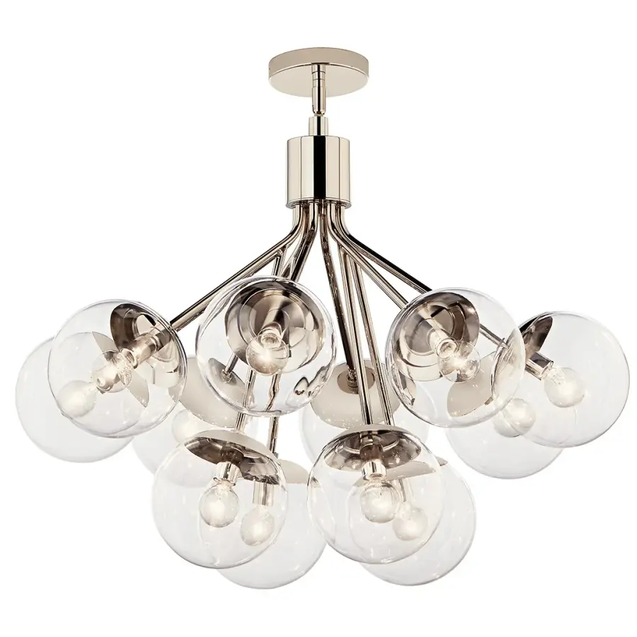 Stunning 30" Convertible Chandelier with Polished Nickel Finish - Image 6