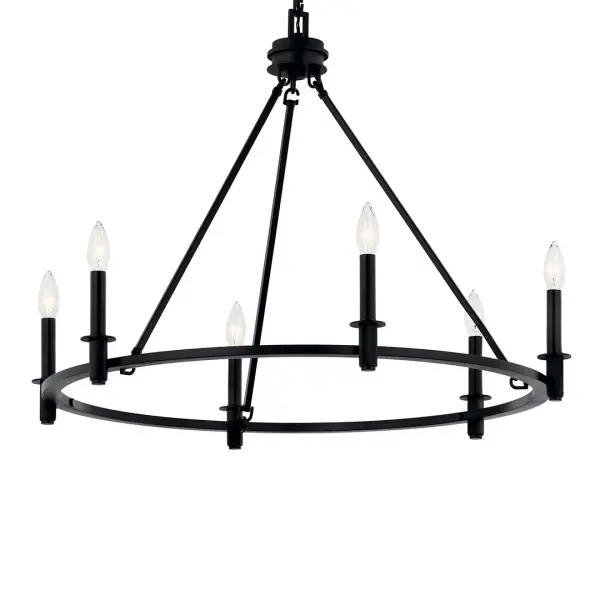 Bold 6-Light Statement Chandelier with Versatile Black Finish - Image 1