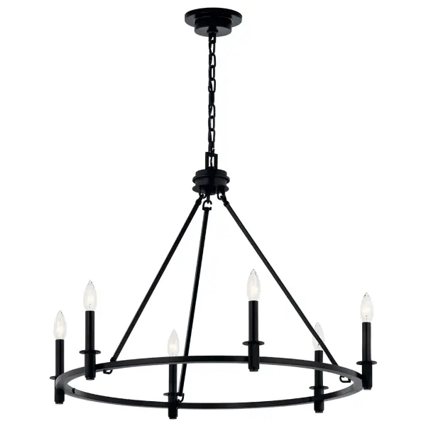 Bold 6-Light Statement Chandelier with Versatile Black Finish - Image 2