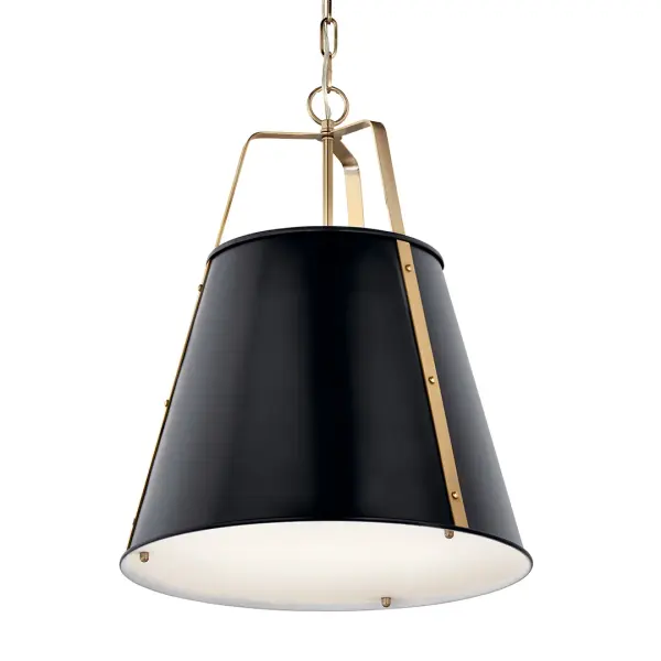 The Etcher pendant combines industrial-inspired metal cones with refined etched glass for a contemporary look that works in both residential and commercial settings. The black and champagne bronze finish adds warmth.