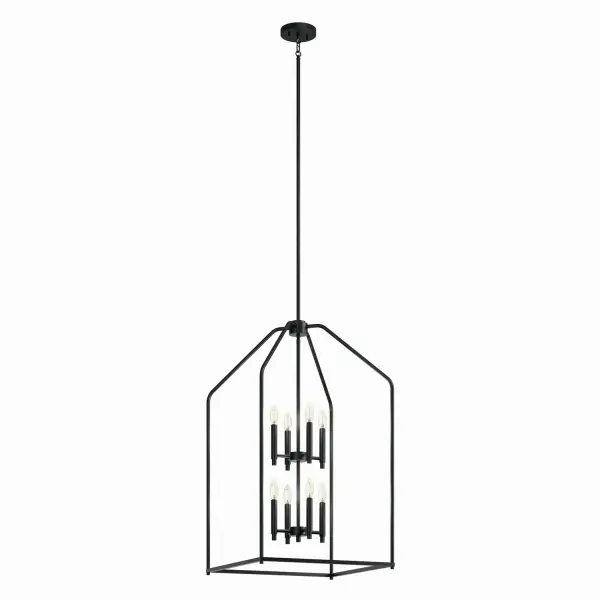 Madden Eight Light Foyer Pendant in Black
