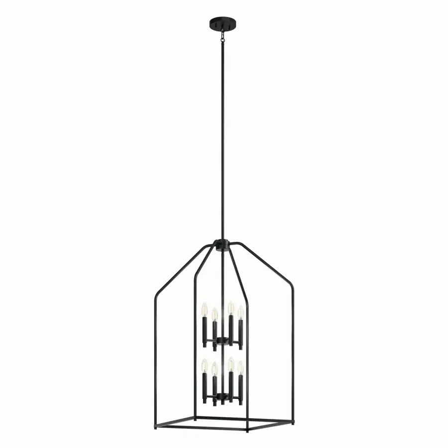 Madden Eight Light Foyer Pendant in Black