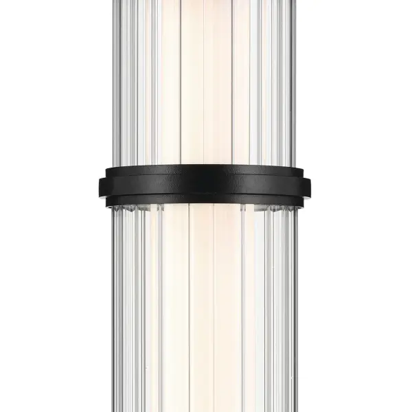 Riven Black Cylinder Pendant with Clear Fluted Glass - Image 3