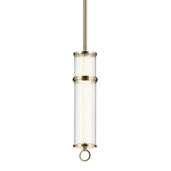 The Riven Pendant combines transitional elegance with modern efficiency through its clear fluted glass shade and integrated LED technology. At 5 inches wide, it's perfectly sized for multiples or tight spaces.