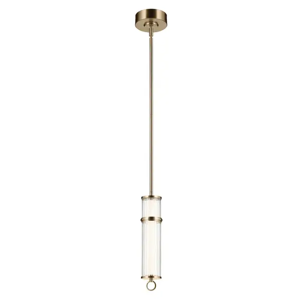 The Riven Pendant combines transitional elegance with modern efficiency through its clear fluted glass shade and integrated LED technology. At 5 inches wide, it's perfectly sized for multiples or tight spaces. - alternate view