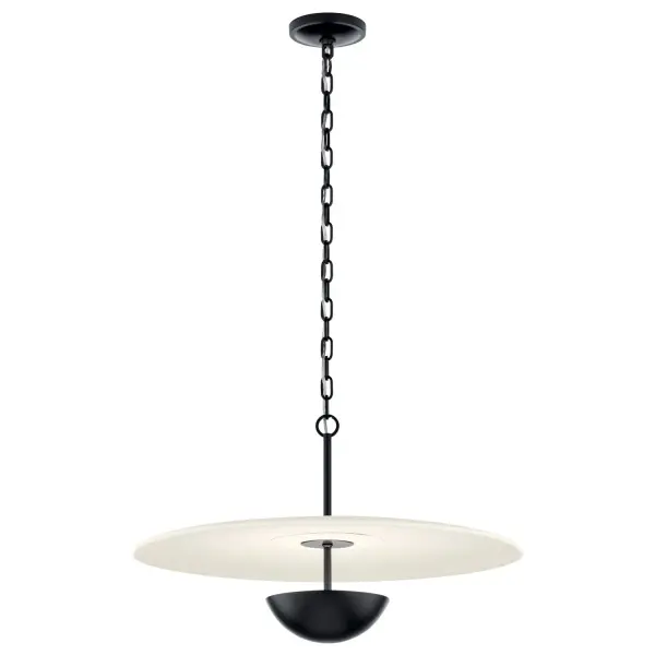 The Mikale LED Pendant delivers contemporary style with energy-efficient integrated LED technology. Its 24-inch linear profile and matte black finish make it ideal for modern dining spaces and kitchen islands.