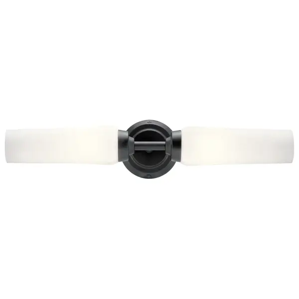 The Truby vanity light combines transitional styling with practical functionality. Its 20.75-inch width makes it ideal for medium-sized vanities, while satin etched opal glass provides even, flattering illumination. Dimmable and damp-rated. - alternate view