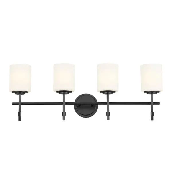 The Ali Vanity Light combines updated traditional styling with modern functionality. Its 32.5-inch width makes it ideal for double vanities, while the dimmable feature and damp rating ensure versatility in any bathroom setting. - alternate view