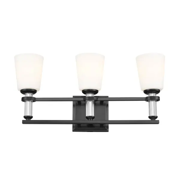 The Rosalind 3-Light Vanity Light combines classic design with modern functionality. Its 23.75-inch width provides excellent illumination for medium to large vanities, while the dimmable feature and up/down mounting flexibility offer customization. - alternate view