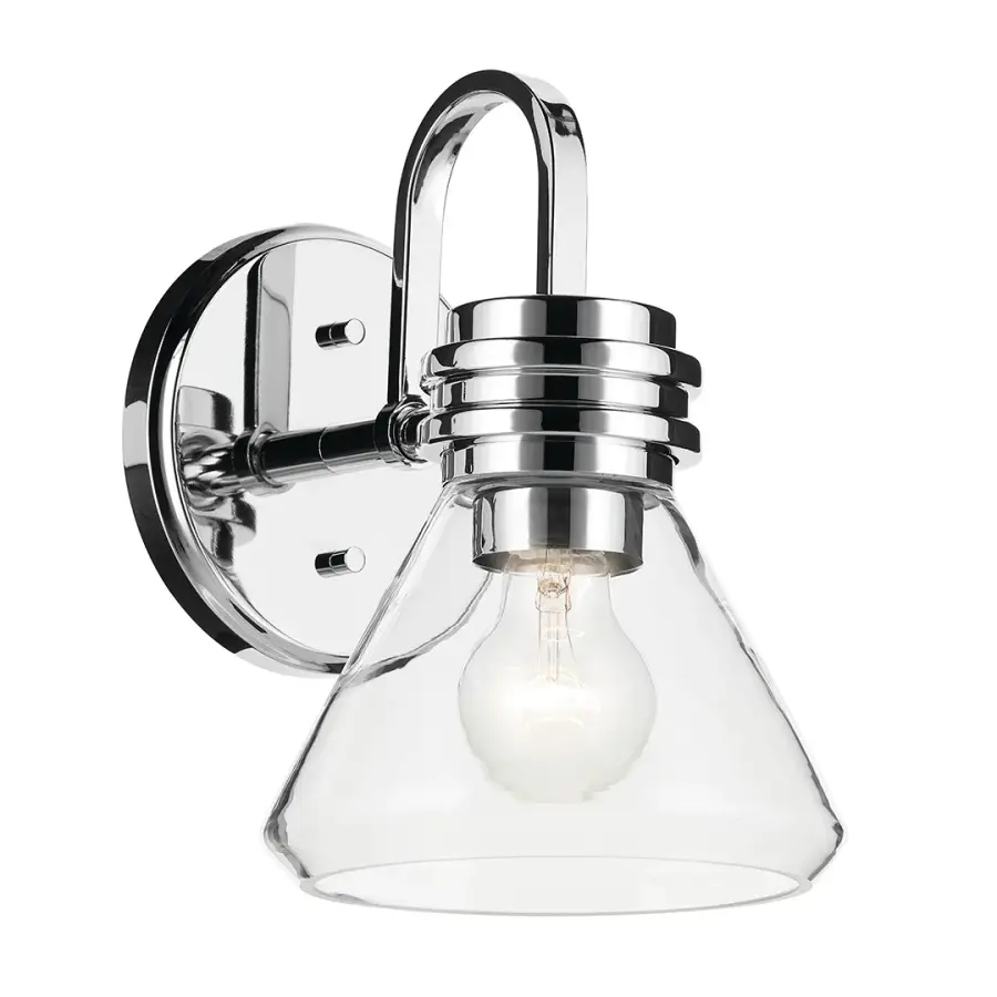 Farum Chrome Wall Sconce with Clear Glass - Image 1