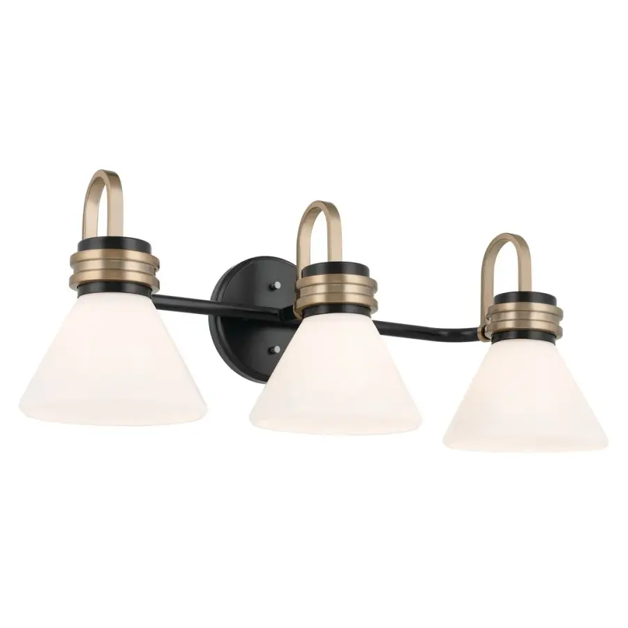 Farum 3-Light Vanity Light in Black with Champagne Bronze - Image 1