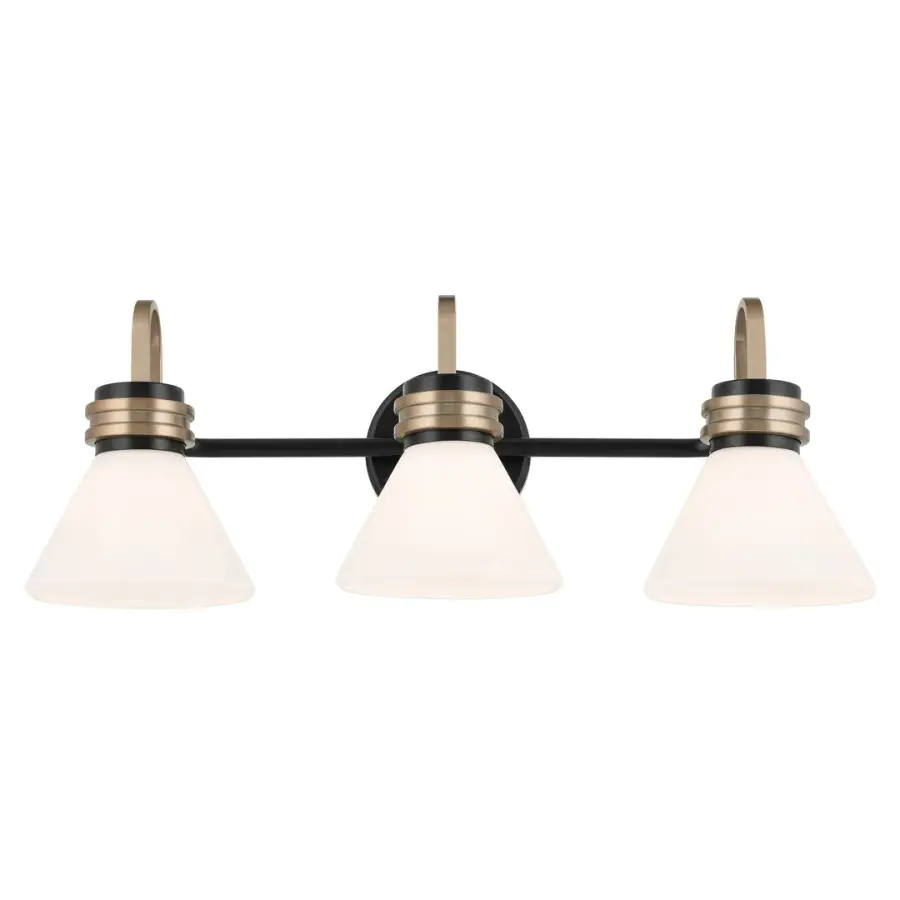 Farum 3-Light Vanity Light in Black with Champagne Bronze - Image 2
