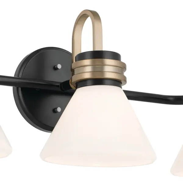 Farum 3-Light Vanity Light in Black with Champagne Bronze - Image 3