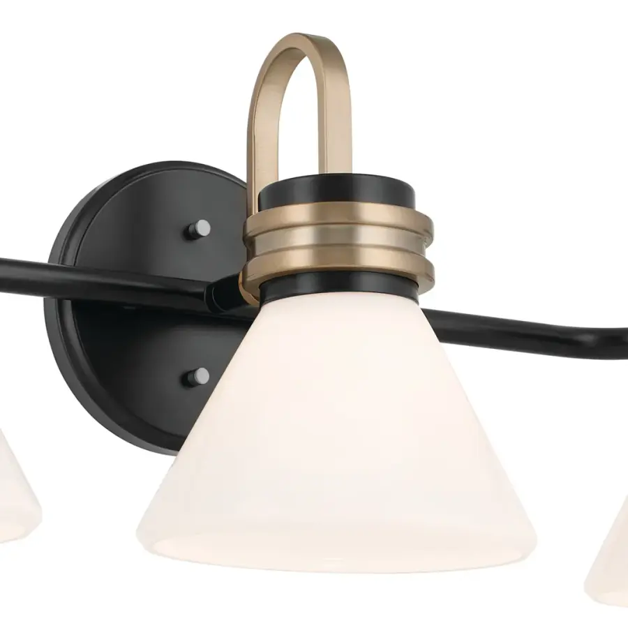 Farum 3-Light Vanity Light in Black with Champagne Bronze - Image 3