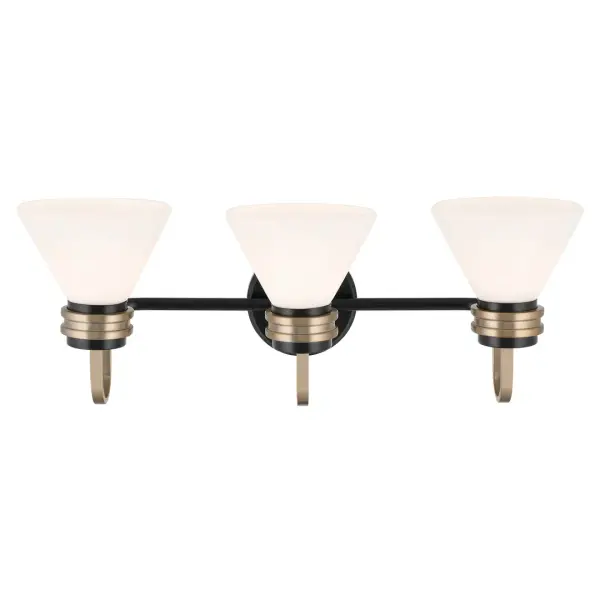 Farum 3-Light Vanity Light in Black with Champagne Bronze - Image 5