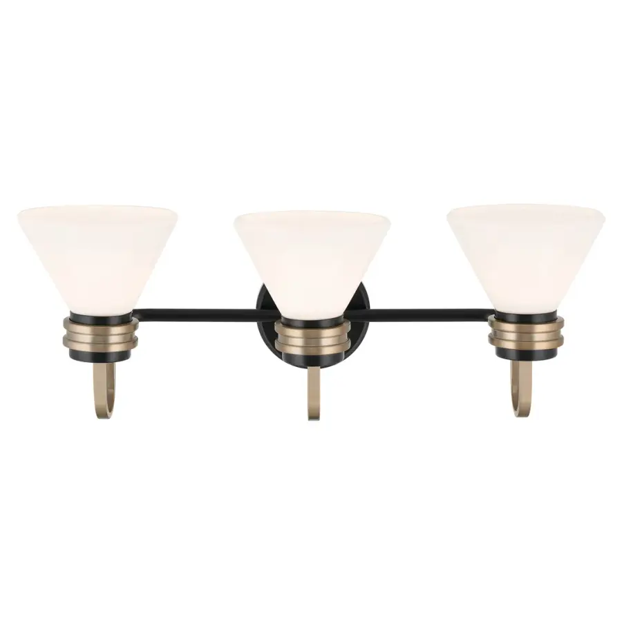 Farum 3-Light Vanity Light in Black with Champagne Bronze - Image 5