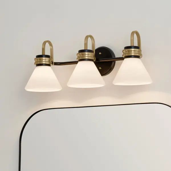 Farum 3-Light Vanity Light in Black with Champagne Bronze - Image 6