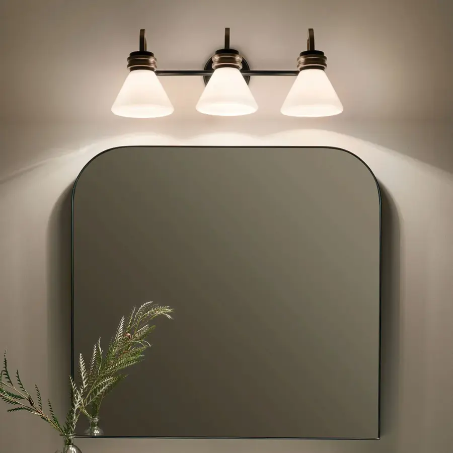 Farum 3-Light Vanity Light in Black with Champagne Bronze - Image 8