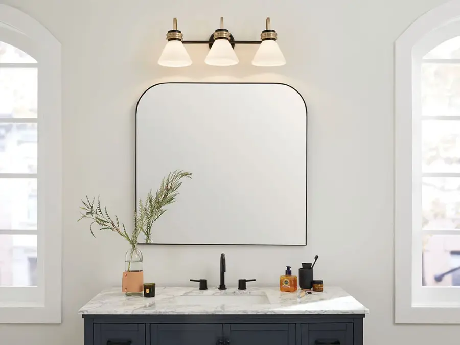 Farum 3-Light Vanity Light in Black with Champagne Bronze - Image 9