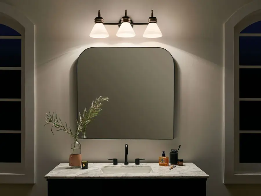 Farum 3-Light Vanity Light in Black with Champagne Bronze - Image 10
