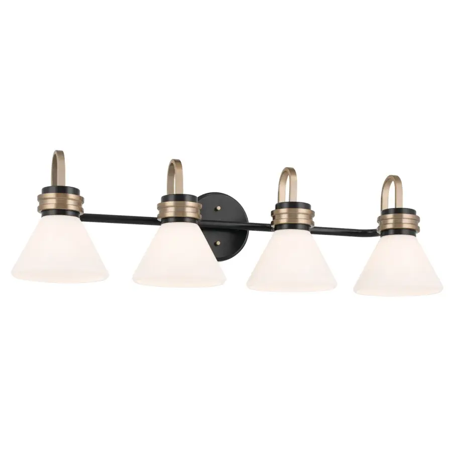 Farum 4-Light Vanity in Black with Champagne Bronze