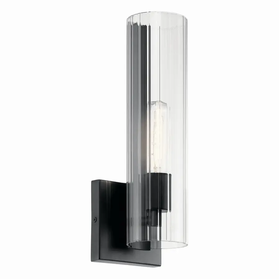 Jemsa One Light Wall Sconce in Black