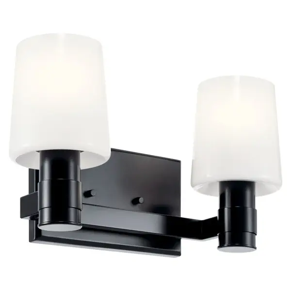 The Adani 2-Light Vanity Light combines modern aesthetics with practical functionality. Its opal glass shades provide soft, even illumination perfect for grooming tasks, while the dimmable feature allows customization.
