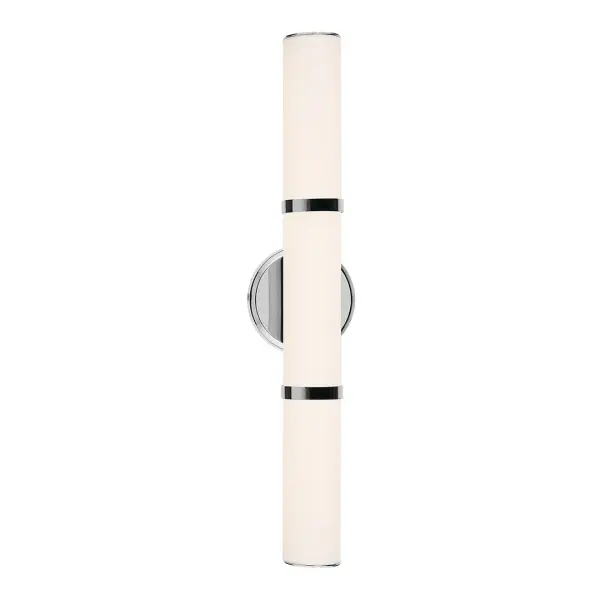 The Rosh vanity light combines contemporary design with practical functionality. Its integrated LED with selectable CCT allows customization from warm to cool white, while ADA compliance and damp rating make it ideal for bathrooms. - alternate view