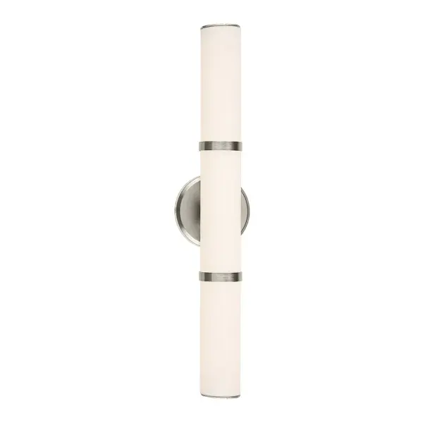 The Rosh vanity light combines modern design with practical functionality, featuring integrated LED technology with selectable CCT for customizable lighting. ADA-compliant and damp-rated for bathroom use. - alternate view