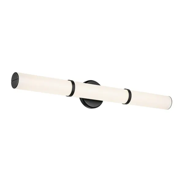 The Rosh LED bath bar combines minimalist aesthetics with practical versatility. Its adjustable bands let you customize ring placement, while 5 CCT selectable technology allows you to choose the perfect white light temperature at installation. The white glass shade provides even, glare-free illumination ideal for bathroom tasks.