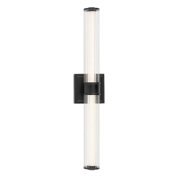 The Laurene vanity light combines contemporary minimalism with sophisticated fluted glass cylinders. Its 26.5-inch width and integrated LED technology make it ideal for modern bathrooms seeking both style and efficiency. - alternate view