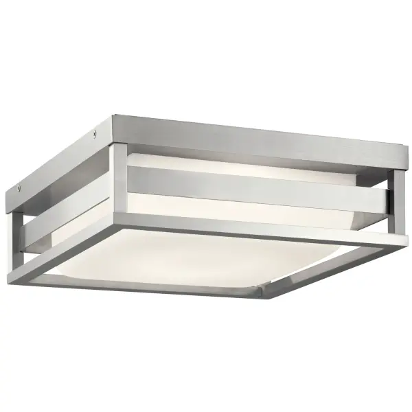 The Ryler combines modern design with mid-century aesthetics in a compact outdoor ceiling mount. Its brushed aluminum finish and white opal glass create a clean, architectural look that works beautifully on covered porches and entryways.