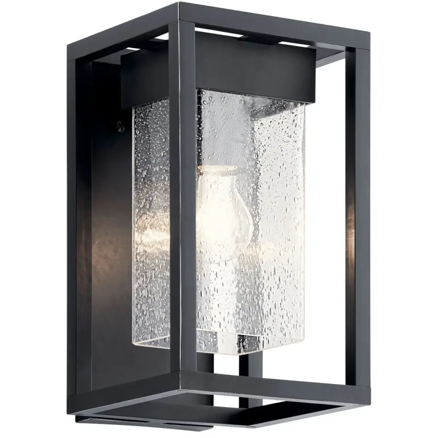 Mercer One Light Outdoor Wall Mount in Black with Silver Highlights