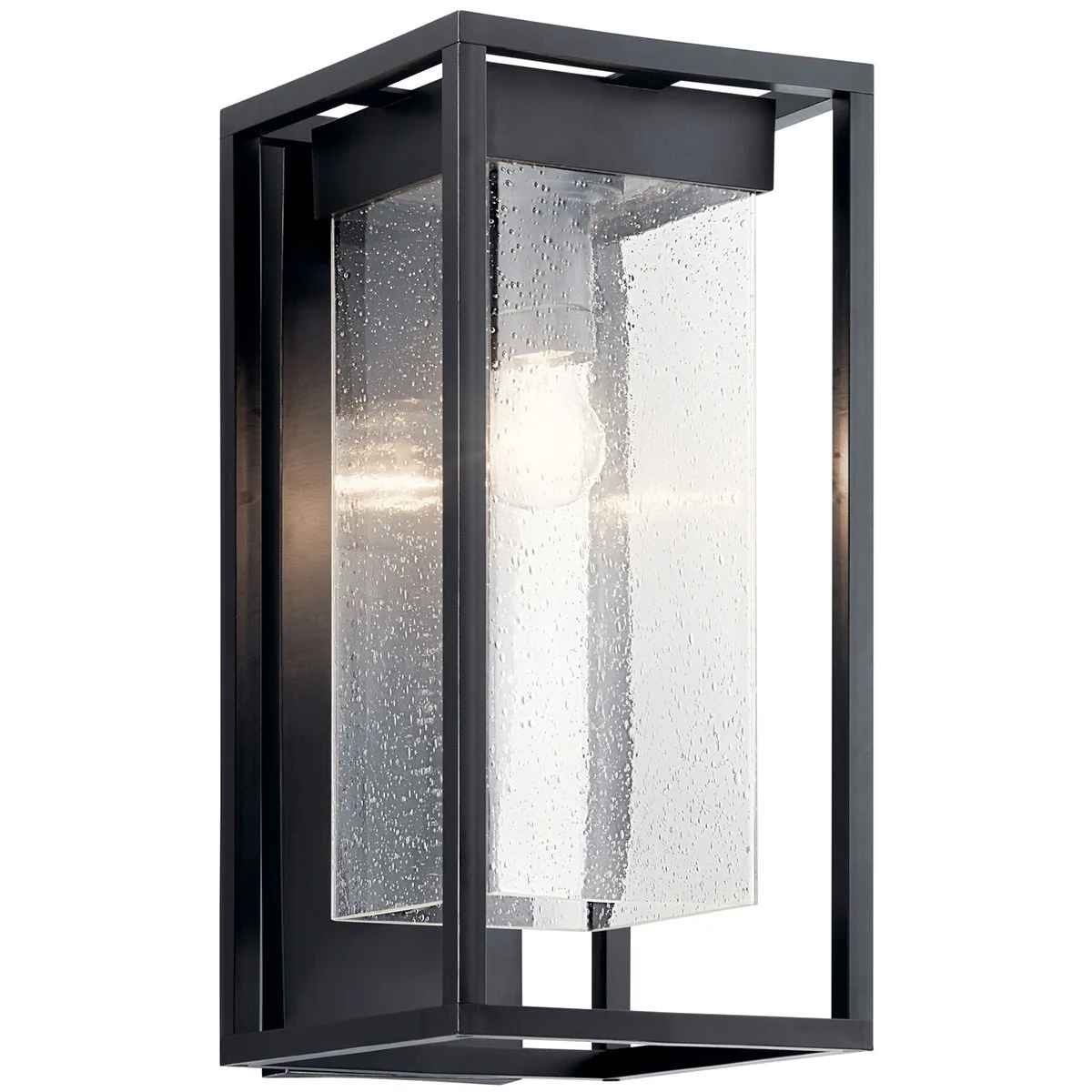 Mercer One Light Outdoor Wall Mount in Black with Silver Highlights
