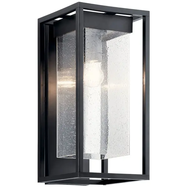 Mercer One Light Outdoor Wall Mount in Black with Silver Highlights