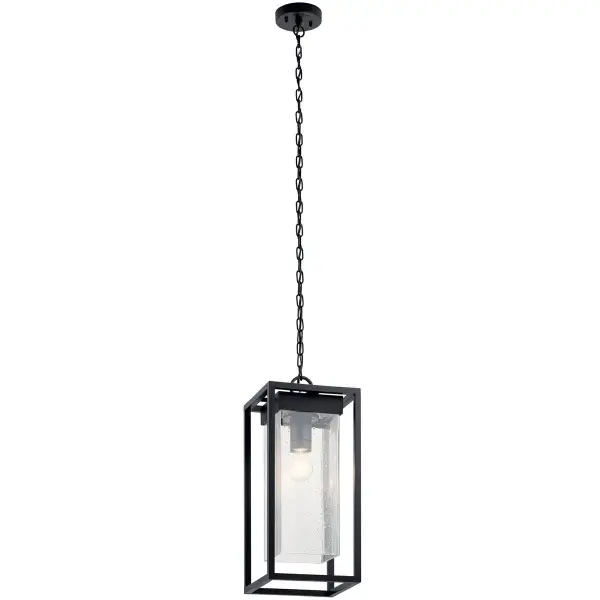 Mercer Outdoor Pendant Light in Black with Silver Highlights