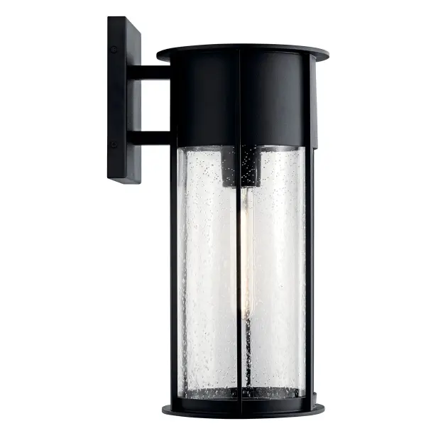 The Camillo combines timeless design with modern durability. Its textured black finish and clear seeded glass create visual interest while providing reliable outdoor illumination. Wet-rated for all weather conditions. - alternate view