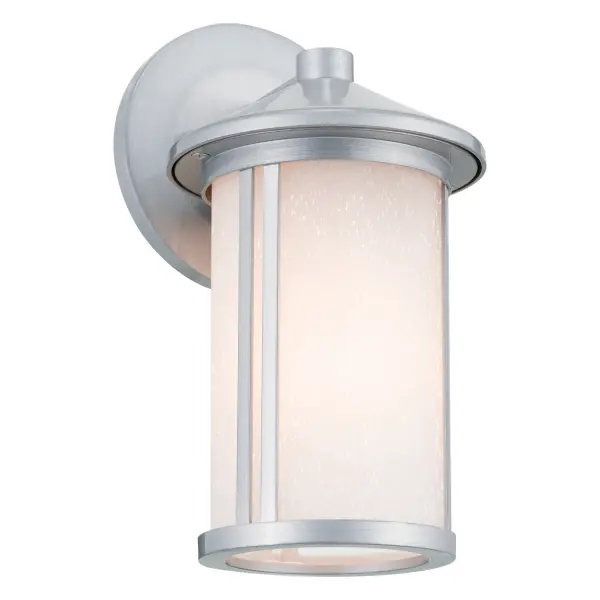 The Lombard outdoor wall sconce combines brushed aluminum durability with seeded glass charm. Its compact 5.5" profile fits tight spaces while the wet rating ensures reliable performance in exposed locations.
