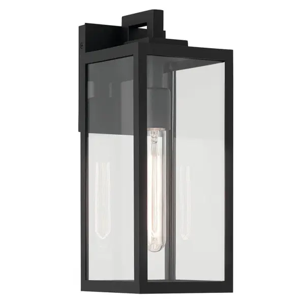 The Branner outdoor wall light combines textured black finish with clear glass for a modern yet timeless look. Wet-rated for harsh weather conditions, this compact fixture delivers reliable illumination for entryways and outdoor spaces.