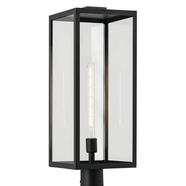 The Branner Outdoor Post Light combines traditional styling with modern durability. Its textured black finish and clear glass shade create timeless curb appeal while the wet-rated construction ensures reliable performance.