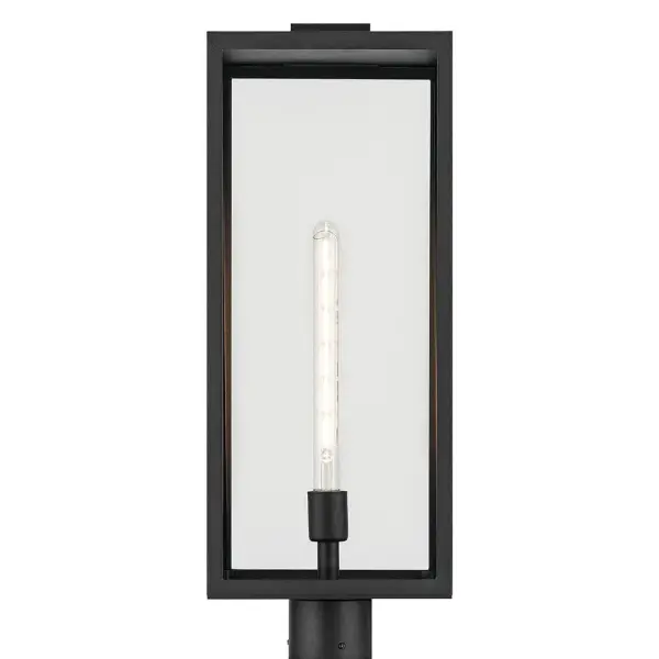 The Branner Outdoor Post Light combines traditional styling with modern durability. Its textured black finish and clear glass shade create timeless curb appeal while the wet-rated construction ensures reliable performance. - alternate view