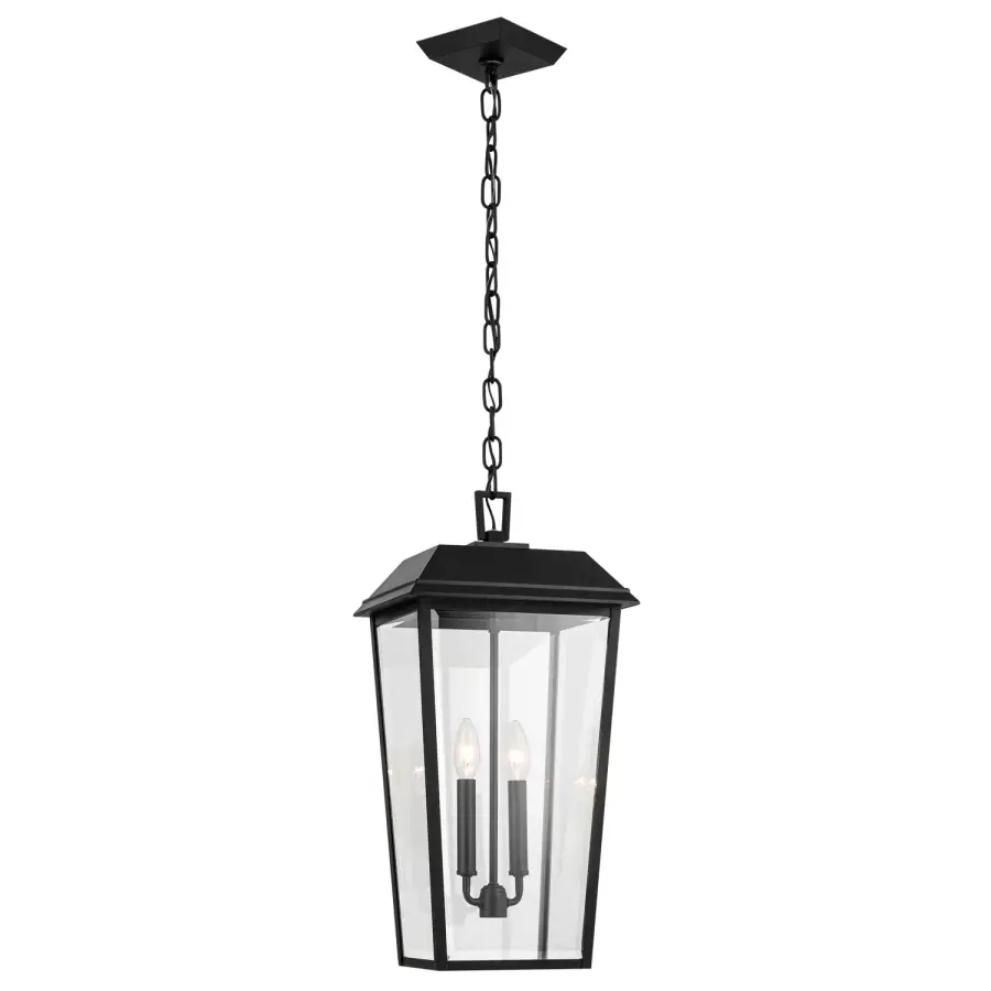 Mathus Two Light Outdoor Pendant in Textured Black