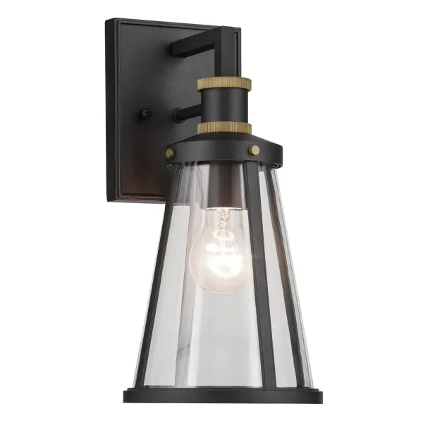 The Talman combines industrial cage design with refined brass ring details and thick clear glass for weather durability. Its compact 7-inch width makes it ideal for flanking doors or illuminating narrow outdoor spaces.