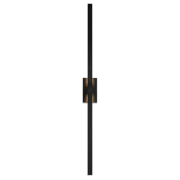 The Nocar outdoor wall light makes a bold architectural statement with its impressive 60-inch height and sleek textured black finish. Featuring integrated LED technology and wet-rated durability, this contemporary fixture combines dramatic scale with energy efficiency for upscale residential and commercial applications. - alternate view