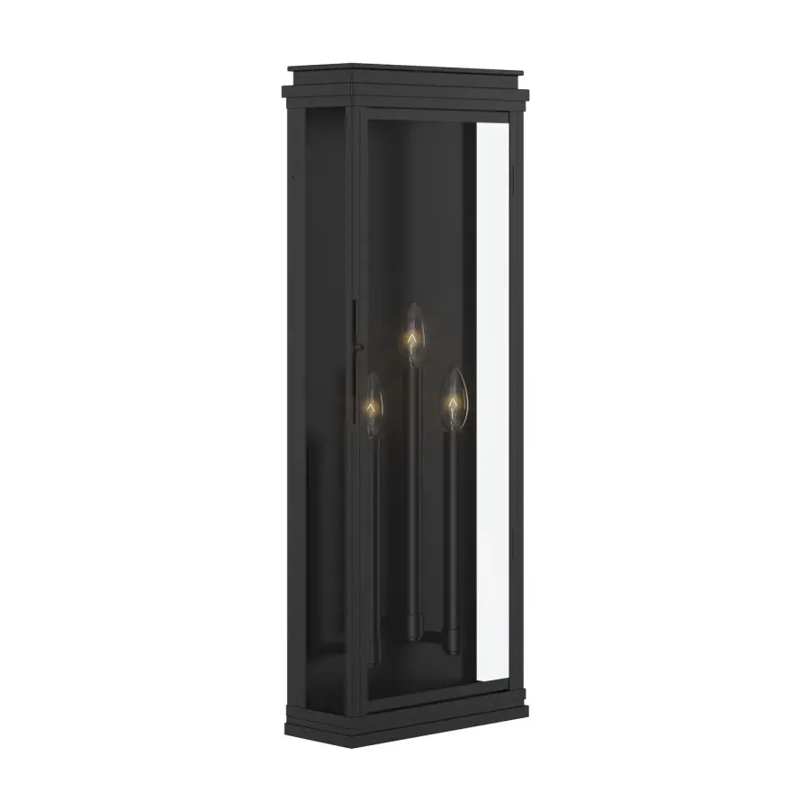 Lundon Three Light Outdoor Wall Mount in Black
